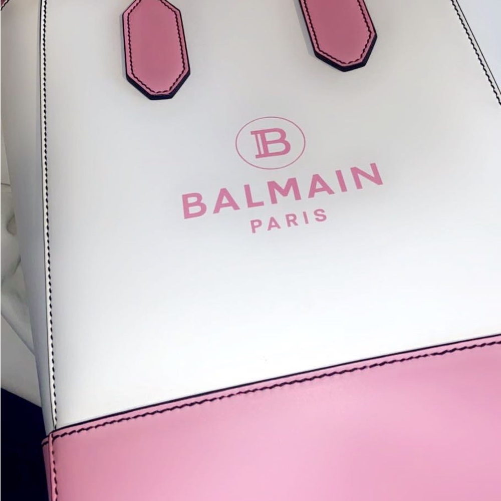 Balmain Pink and White Tote Crossbody Purse